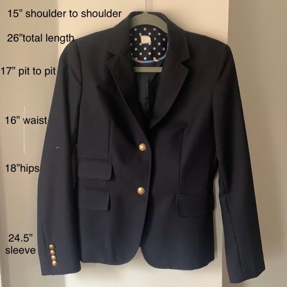 JCREW Navy Wool School Boy Blazer Size 6
